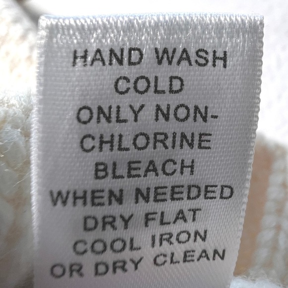 Chunky Mens L Cream Cable Knit Sweater Merino Wool Blend Fisherman Cabincore - Picture 7 of 8